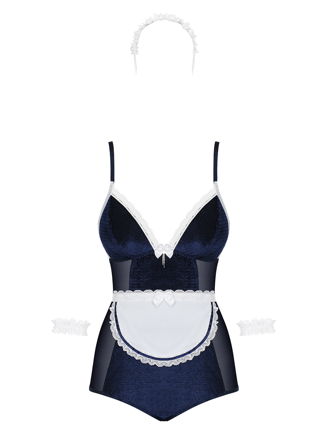 Pikantní kostým Maid teddy blue - Obsessive L/XL Modrá