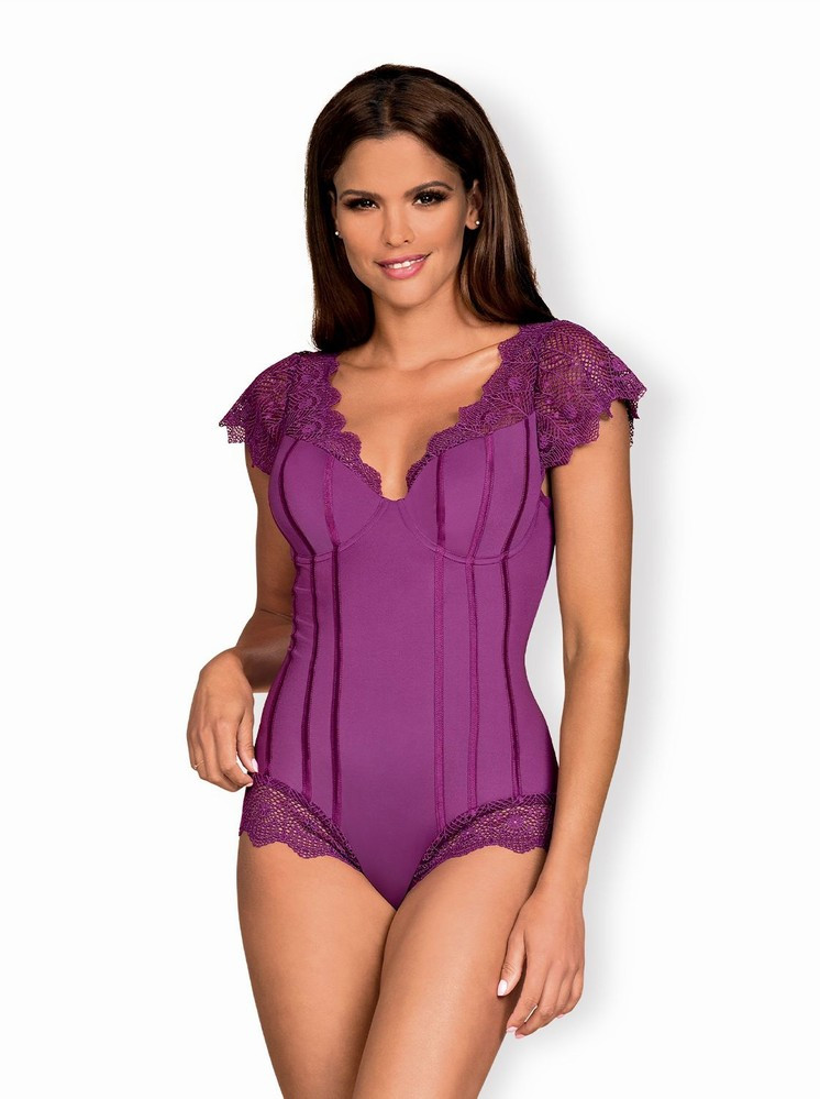 Svůdné body Moketta teddy purple - Obsessive fialová L/XL