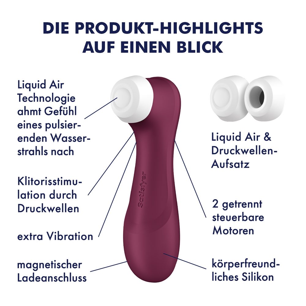 Satisfyer Pro 2 Generation 3 with Liquid Air Technology, Vibration and Bluetooth App Wine Red