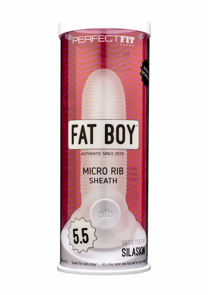 Fat Boy Micro Ribbed - návlek na penis (15 cm) - mléčně bílý