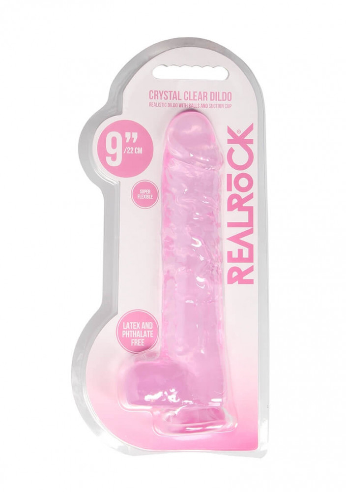 REALROCK - průsvitné realistické dildo - růžové (22cm)