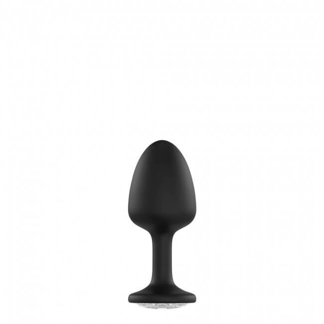 Dorcel Geisha Plug Diamond M - anální dildo s bílým kamenem (černé)