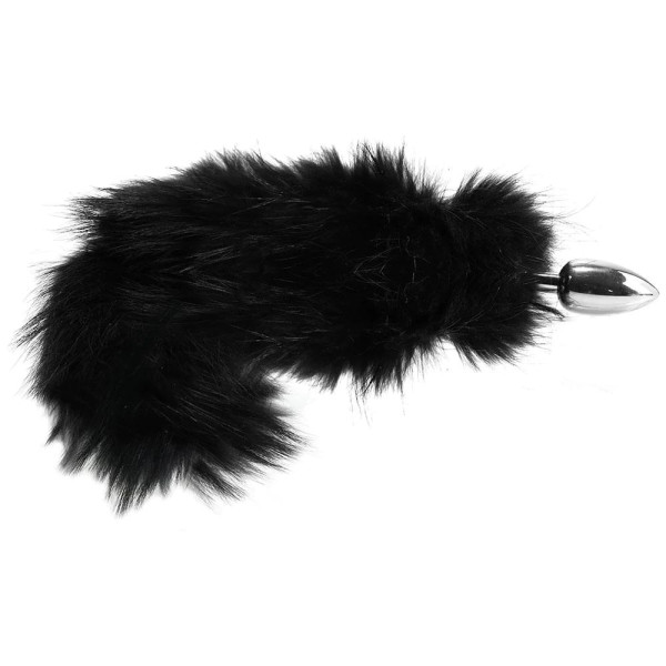 Rouge Medium Butt Plug Tail, Black Real Fur