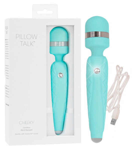 Pillow Talk Cheeky Wand - dobíjecí masážní vibrátor (tyrkysový)