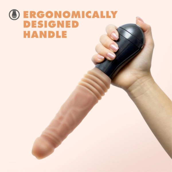 Dr. Skin Silicone Dr. Knight Thrusting Gyrating Vibrating Dildo Beige