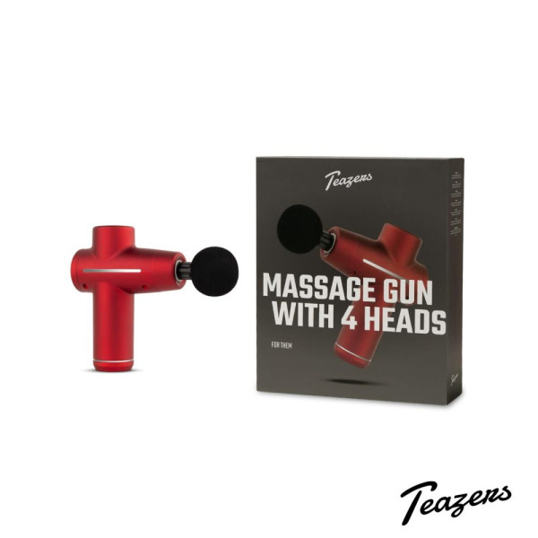 Teazers Massage Gun with 4 Heads Red