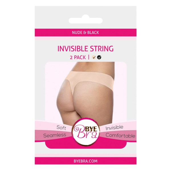 Bye Bra Invisible Thong (Nude & Black 2-Pack) - L