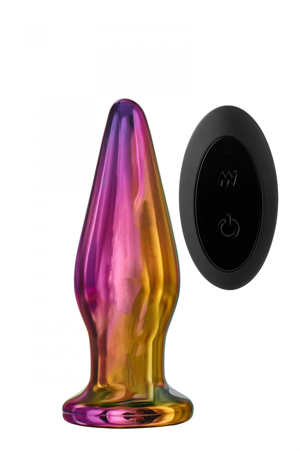Glamour Glass - špičkový, rádiový, skleněný anální vibrátor (barevný)