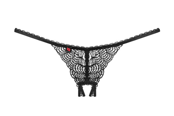 Pikantní kalhotky otevřené Chiccanta crochless panties - Obsessive černá L/XL