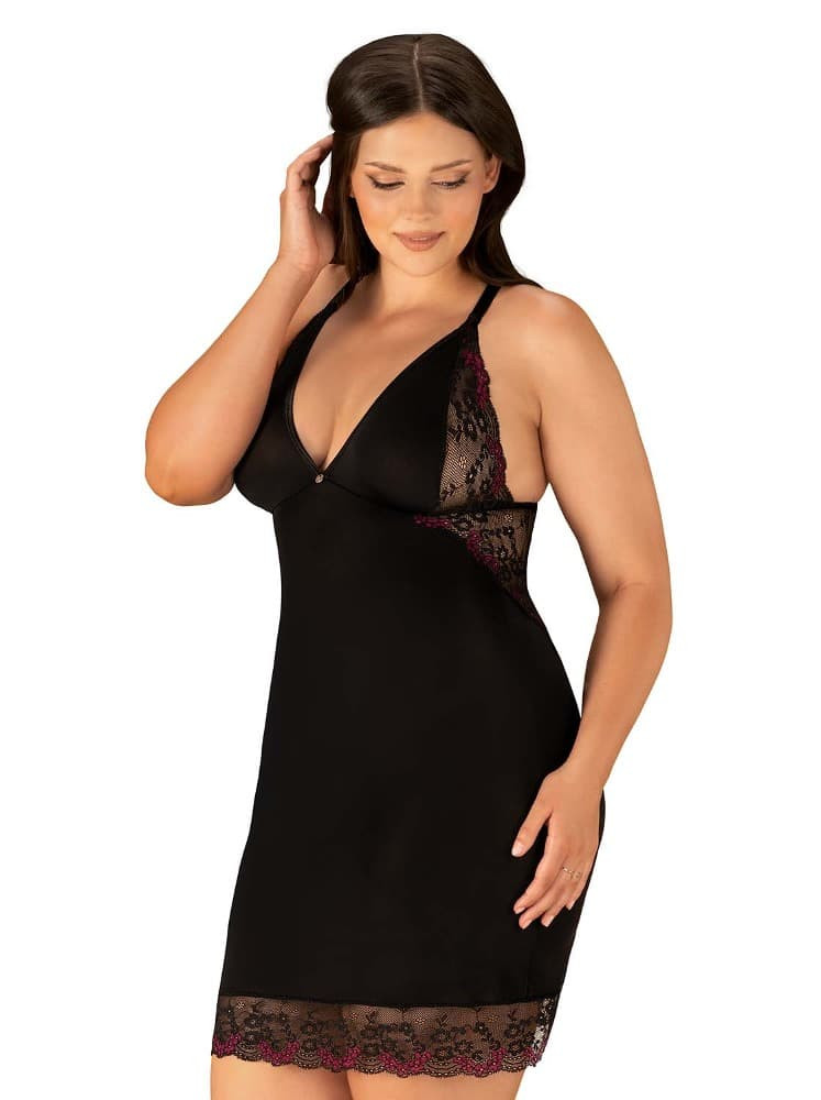 Rafinovaná košilka Vanessme chemise 2XL/3XL - Obsessive 2XL/3XL černá