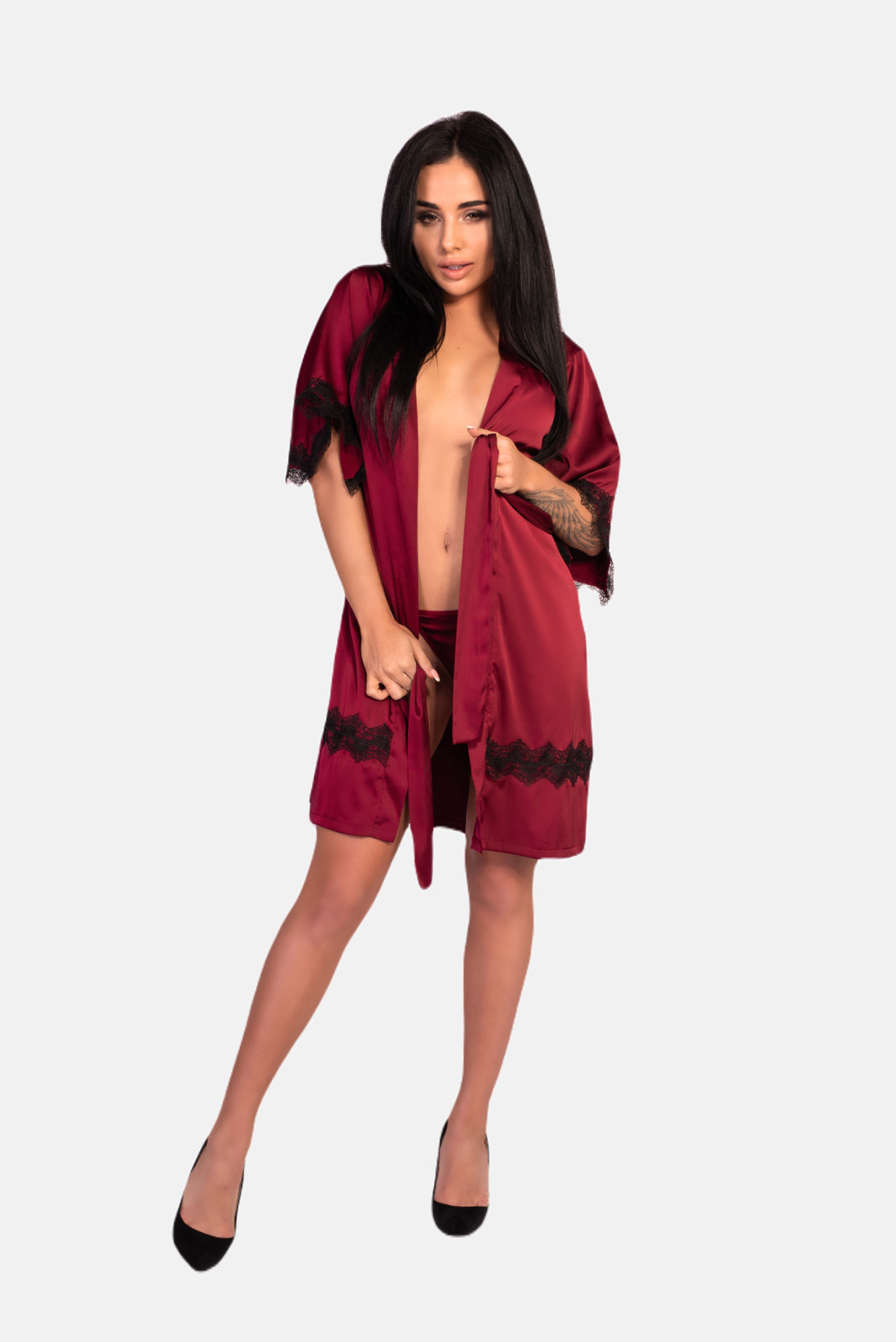 Dámský župan LivCo Corsetti Fashion Housecoat Aresmina Claret L/XL