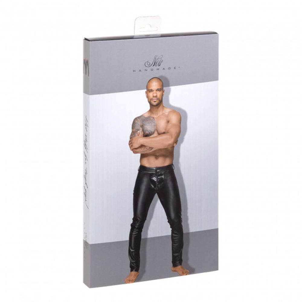 Kalhoty Noir HANDMADE with PVC pleats - S