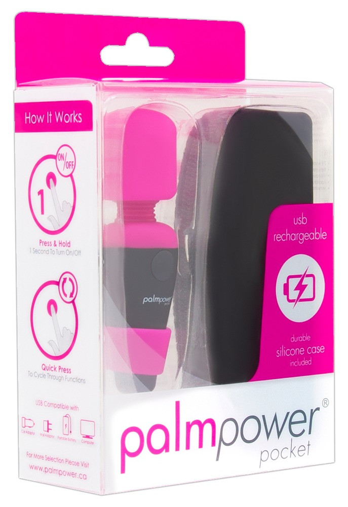 PalmPower Pocket Wand - nabíjecí masážní vibrátor (růžovo-černý)