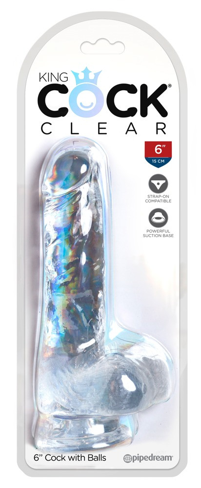 King Cock Clear 6 - malé dildo s varlaty (15 cm)