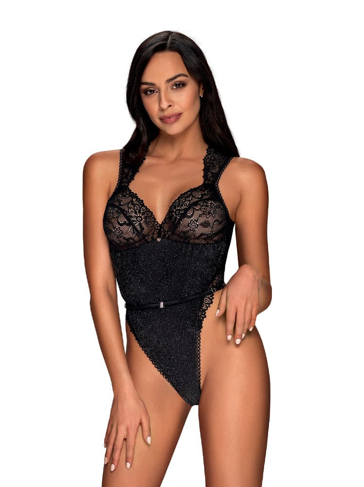 Elegantní body Elisetta teddy - Obsessive černá L/XL