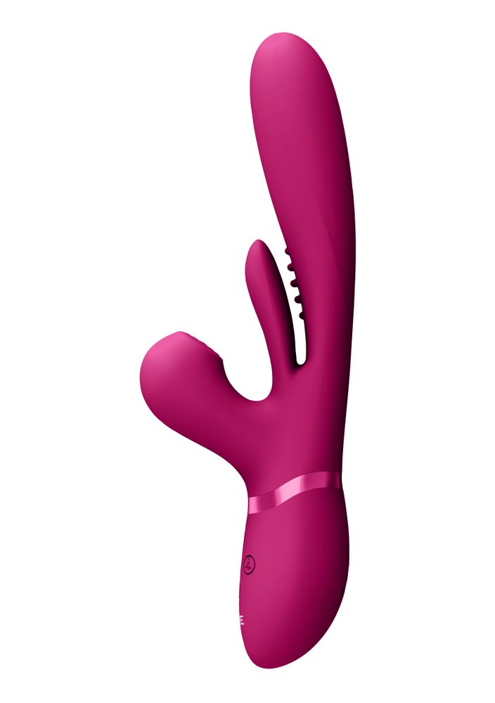 Vive Kura Thrusting G Spot with Flapping Tongue and Pulse Wave Stimulator Pink