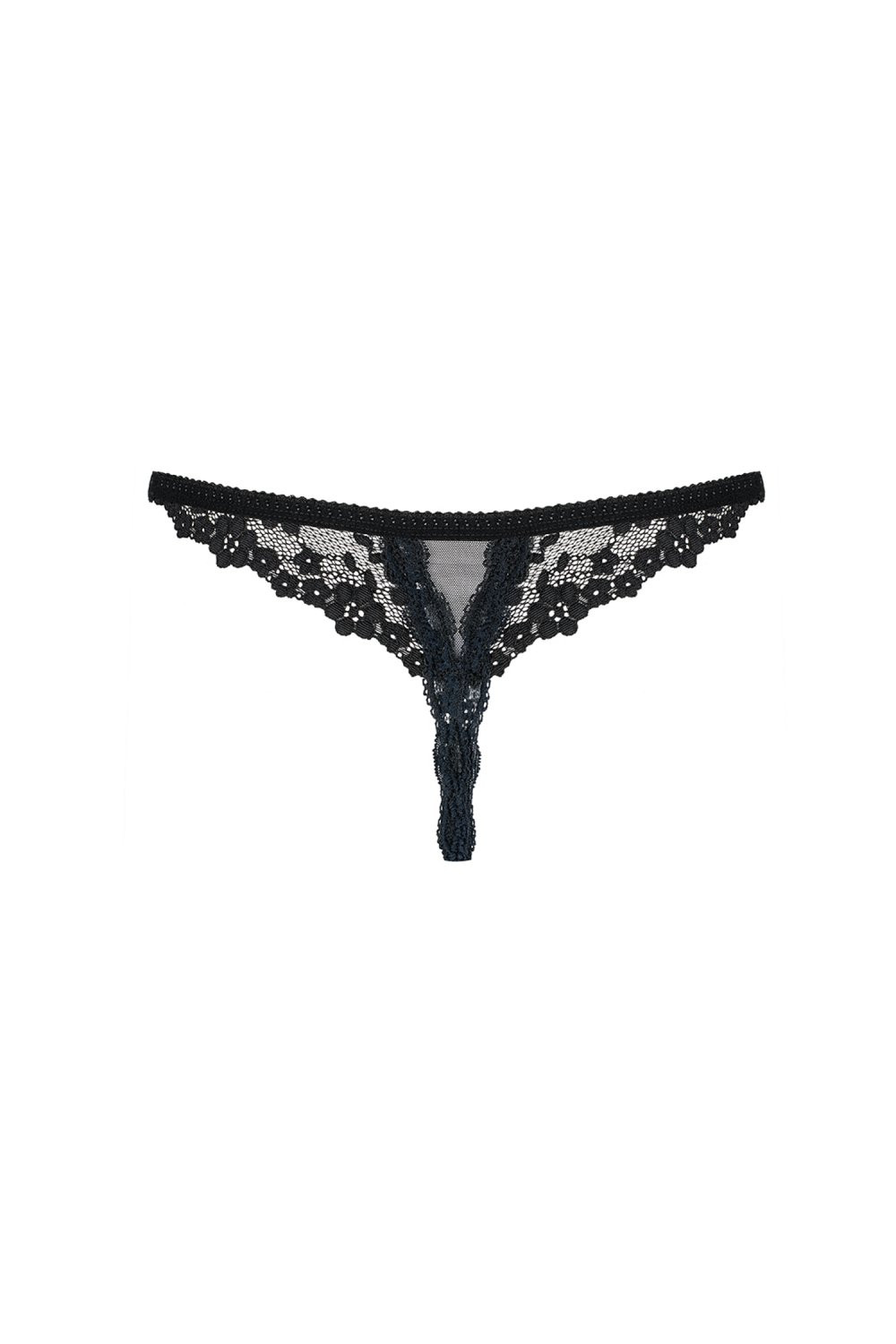 Erotická tanga Letica crotchless thong - OBSESSIVE černá S/M