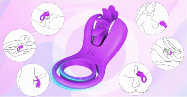 Honey Play Box Roxy Licking Sex Toy & Vibrating Dual Penis Ring