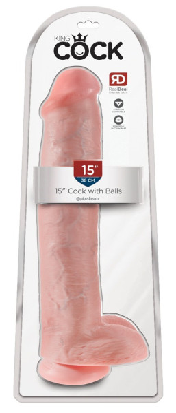 King Cock 15 - přísavný dildo s varlaty (38 cm) - tělová barva