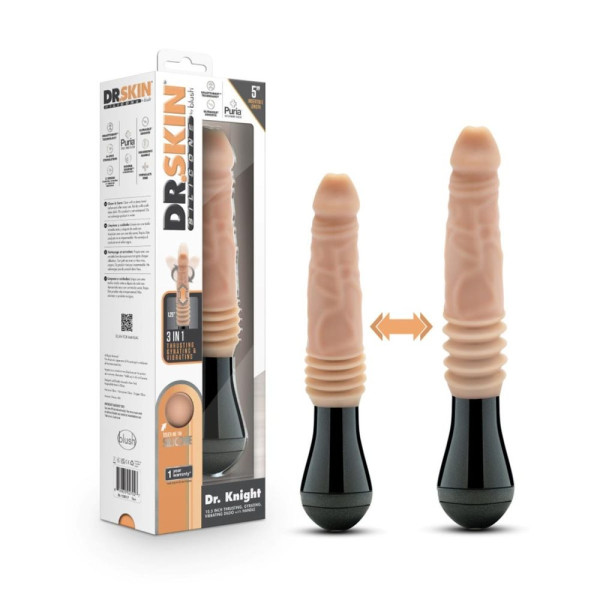 Dr. Skin Silicone Dr. Knight Thrusting Gyrating Vibrating Dildo Beige